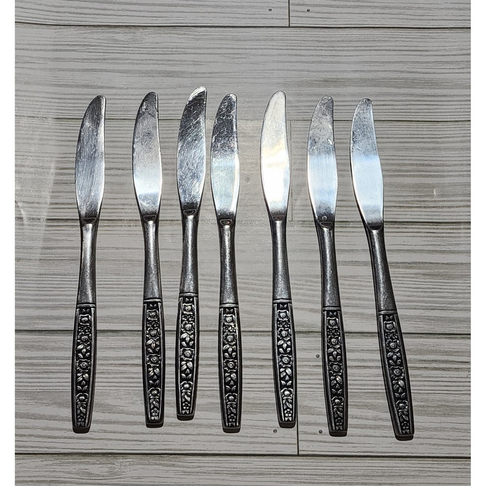 Oneida Northland Floral Panel Pattern 6 Knives Stainless Steel SS‎ Korea Lot